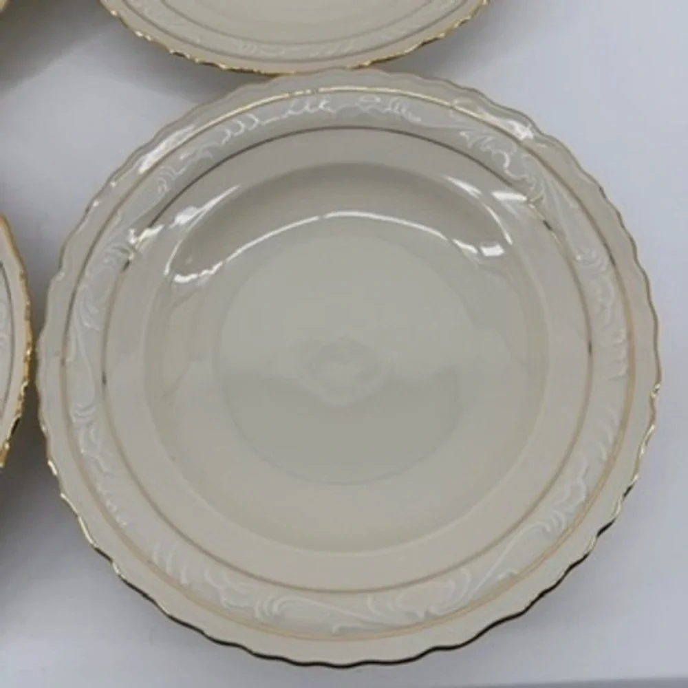 Vintage Bavaria Sonnenporzellan D&R Weiden Stadt Gold Trim Soup Bowls Set of 4